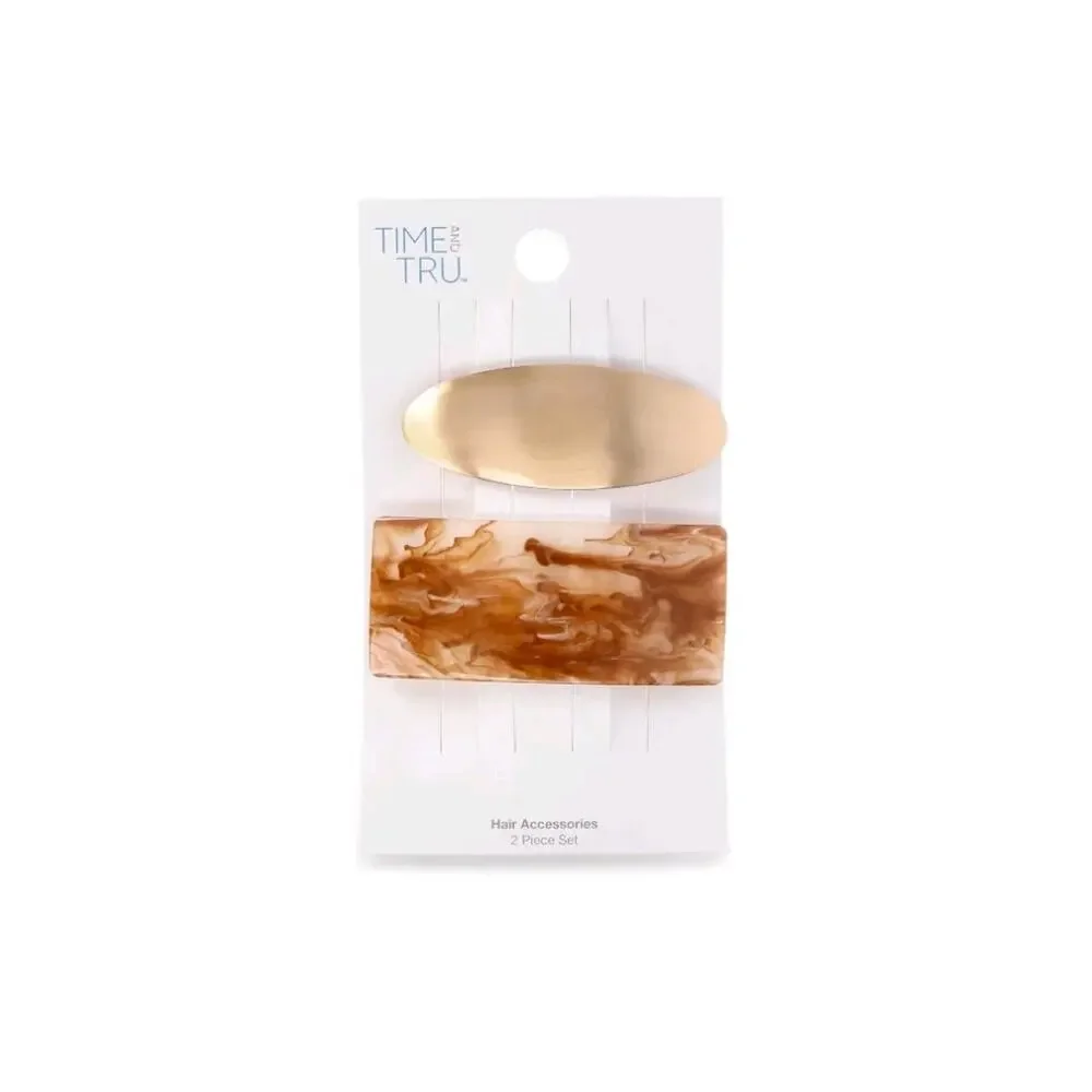 Time and Tru Women's Hair Claw Clips, 2-Pack, Red 5PC